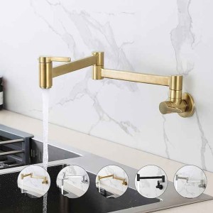 Kitchen Faucet,Wall Mounted Pot Filler Two Handles One Hole Contemporary Kitchen Taps