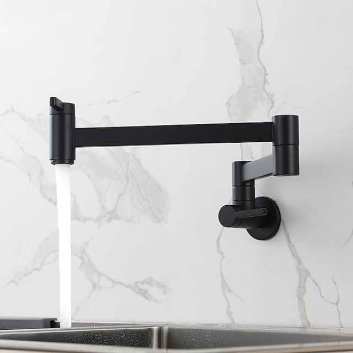 Kitchen Faucet,Wall Mounted Pot Filler Two Handles One Hole Contemporary Kitchen Taps