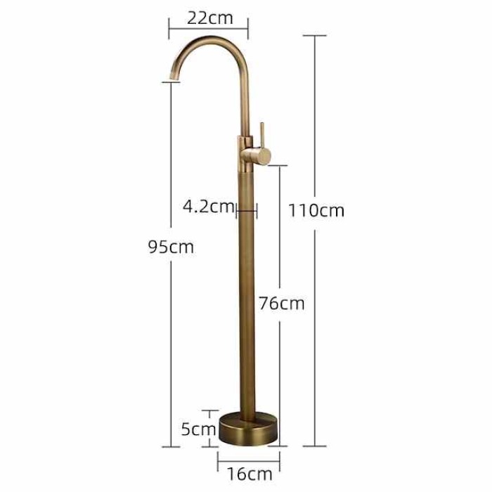 Floor Mount Standing Bathtub Faucet, 360° Swivel Freestanding Tub Filler Mixer Tap Brass Spout High Flow Shower Faucets