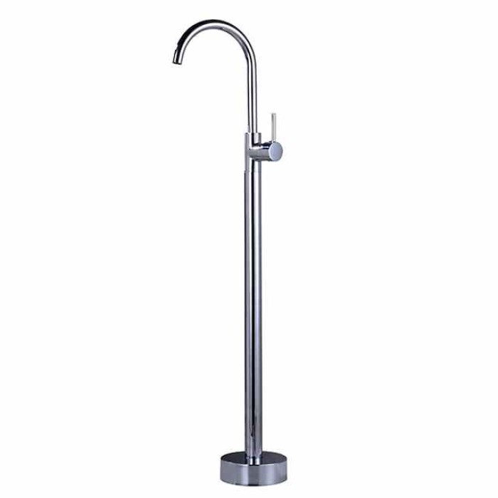 Floor Mount Standing Bathtub Faucet, 360° Swivel Freestanding Tub Filler Mixer Tap Brass Spout High Flow Shower Faucets