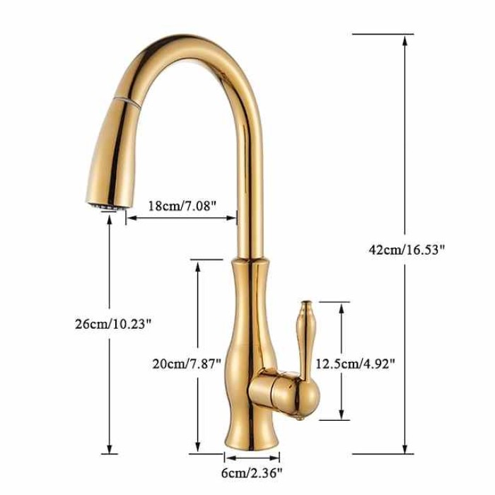 Kitchen Faucet with Pull-out Spray,Brass 2-modes Single Handle One Hole Modern Style Kitchen Taps with Hot and Cold Switch