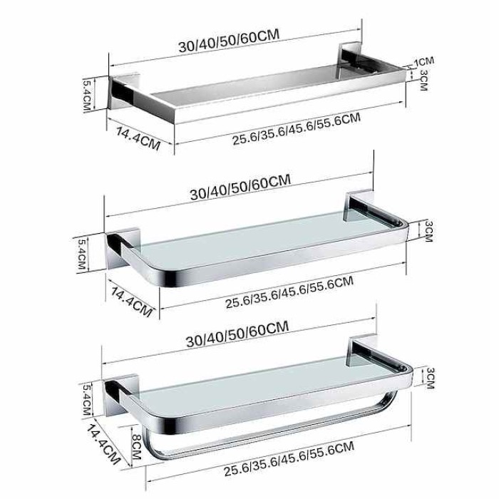 8mm Tempered Glass Toilet Shelf Bathroom Cosmetics Toiletries Storage Layer Shelf Thickened 304 Stainless Steel Mirror Bright Light Color, Various Specifications Are Available