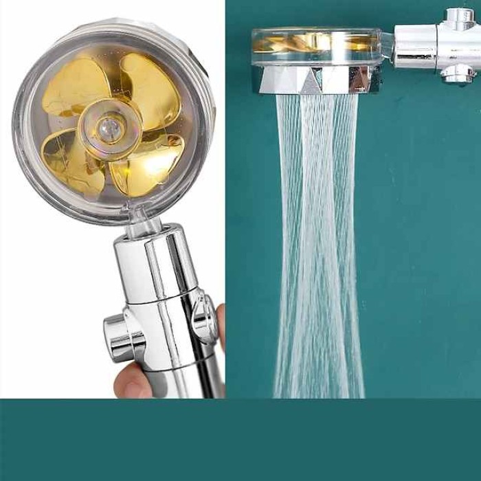 Shower Head Water Saving Flow 360 Degrees Rotating With Small Fan ABS Rain High-Pressure Spray Nozzle Bathroom Accessories