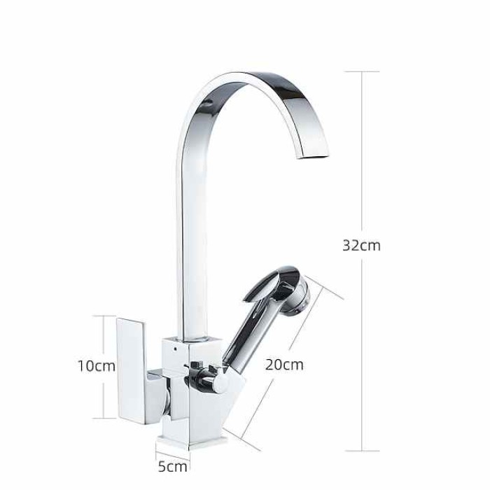 Kitchen Faucet - Single Handle Two Holes Electroplated Pull-Out / &Shy;Pull-Down / Standard Spout / Tall / &Shy;High Arc Centerset Contemporary Kitchen Taps