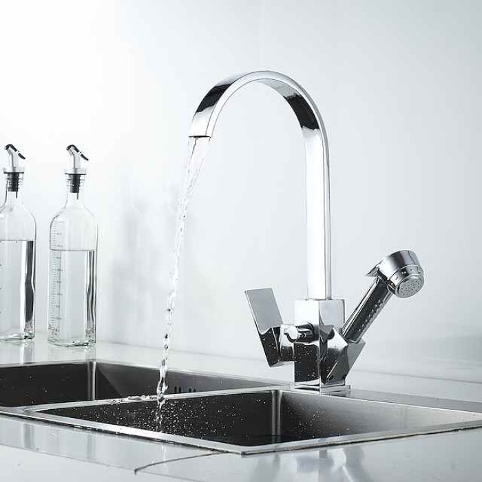 Kitchen Faucet - Single Handle Two Holes Electroplated Pull-Out / &Shy;Pull-Down / Standard Spout / Tall / &Shy;High Arc Centerset Contemporary Kitchen Taps