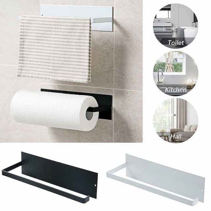 Stainless Steel Paper Towel Holder Rack Toilet Kitchen Roll Paper Holder Self-adhesive Kitchen Toliet Accessories Bathroom Towel Holder