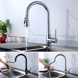 Kitchen Faucet - Single Handle One Hole Chrome / Brushed / Electroplated Pull-out / Pull-down / Standard Spout Centerset Modern Contemporary Kitchen Taps