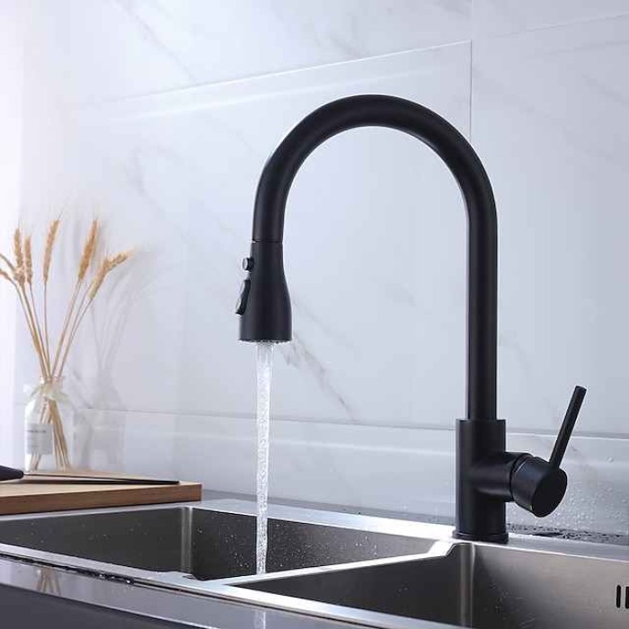 Kitchen Faucet - Single Handle One Hole Chrome / Brushed / Electroplated Pull-out / Pull-down / Standard Spout Centerset Modern Contemporary Kitchen Taps