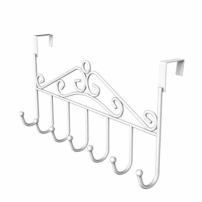 Over Door Hanger with 7 Hooks,Metal Over The Door Towel Hook,Decorative Overdoor Organizers,Hanging Storage Rack for Hat,Coats,Purses,Scarves,Clothes,Jackets,Belt,Bedroom,Bathroom,Closet