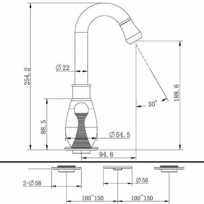 Gold Two Handle High Arc Widespread Bathroom Sink Faucet 3 Hole with Solid Brass Body Widespread Bathroom Faucet