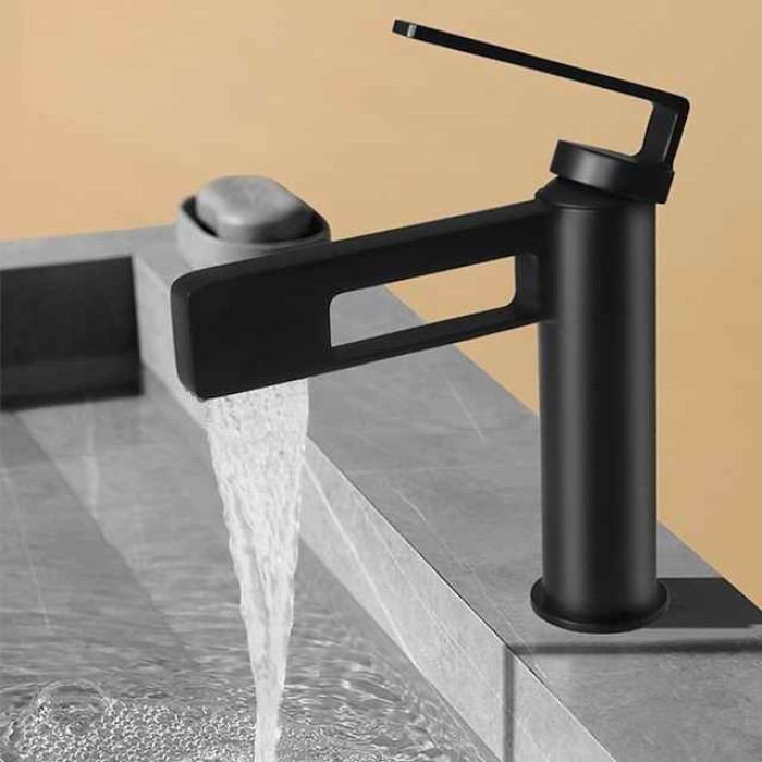 Bathroom Sink Faucet,Black Bathroom Faucet,Brass Single Handle One Hole Gun Shape Bath Taps(Black/Grey/Chrome/Golden)