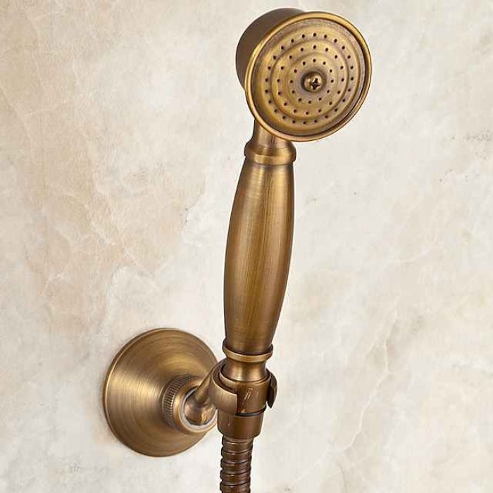 Shower Faucet / Body Jet Massage Set - Handshower Included pullout Rainfall Shower Antique / Vintage Style Antique Brass Mount Inside Brass Valve Bath Shower Mixer Taps