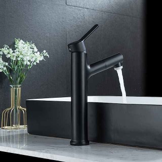 Bathroom Sink Mixer Vessel Faucet Pull Out with 2 Mode Spout Sprayer, Single Handle Pull Down Basin Taps Deck Mounted