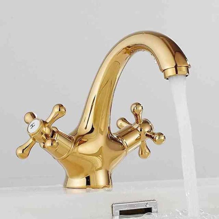 Bathroom Sink Faucet,Classic Electroplated / Painted Finishes Centerset Two Handles One Hole Bath Taps