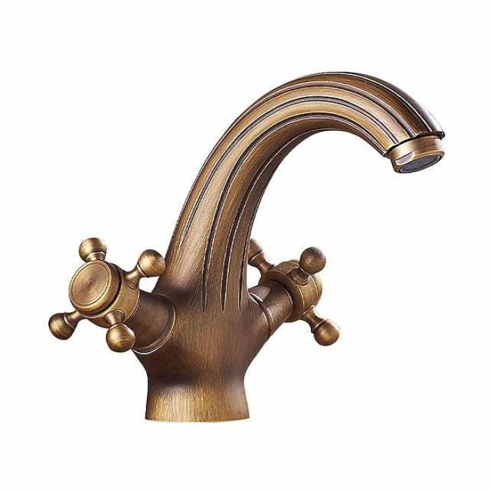 Bathroom Sink Faucet,Classic Electroplated / Painted Finishes Centerset Two Handles One Hole Bath Taps