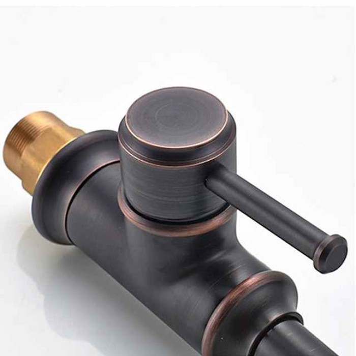 Bathroom Sink Mixer Faucet Vintage Deck Mounted, 360 Swivel Rotatable Single Handle One Hole Monobloc Washroom Basin Taps with Hot and Cold Water Hose Antique Brass ORB