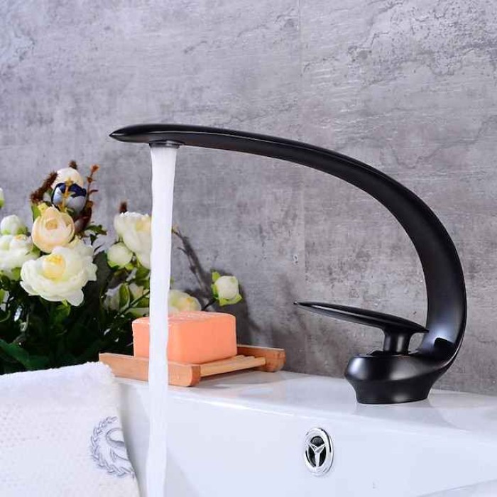 Bathroom Sink Faucet - Classic Oil-rubbed Bronze / Brushed / Electroplated Centerset Single Handle One HoleBath Taps