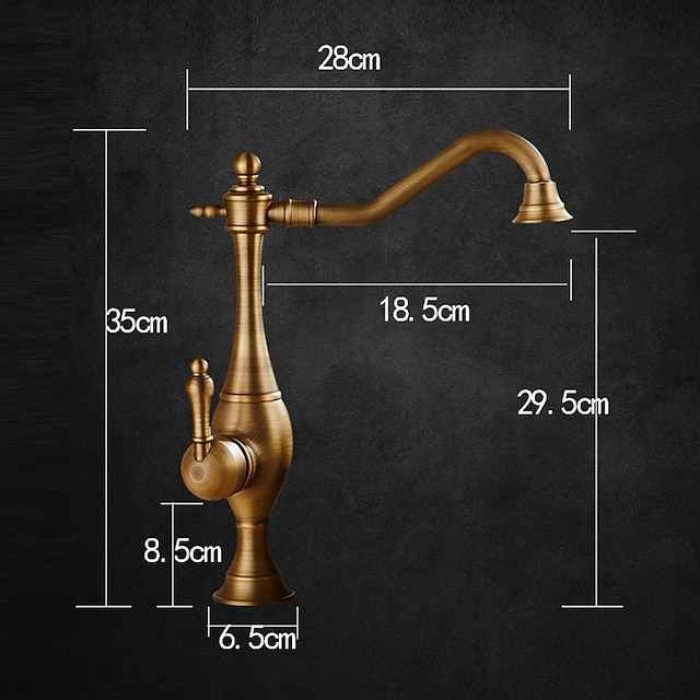 Kitchen Faucet,High Arc Single Handle One Hole Rotatable Standard Spout Retro Kitchen Taps(Antique Brass/ORB)