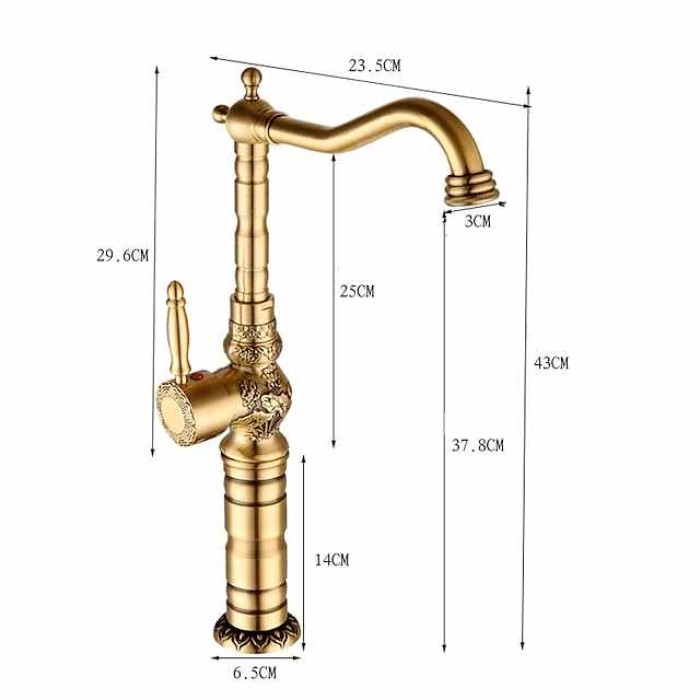 Kitchen faucet - Single Handle One Hole Antique Brass Standard Spout Centerset Retro Vintage Kitchen Taps