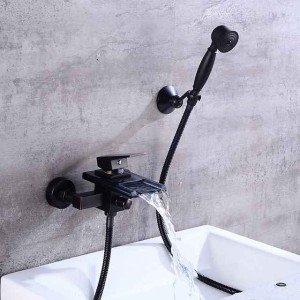 Bathtub Faucet - Modern Contemporary Electroplated Wall Installation Ceramic Valve Bath Shower Mixer Taps