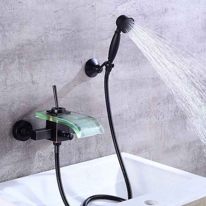 Bathtub Faucet - Modern Contemporary Electroplated Wall Installation Ceramic Valve Bath Shower Mixer Taps