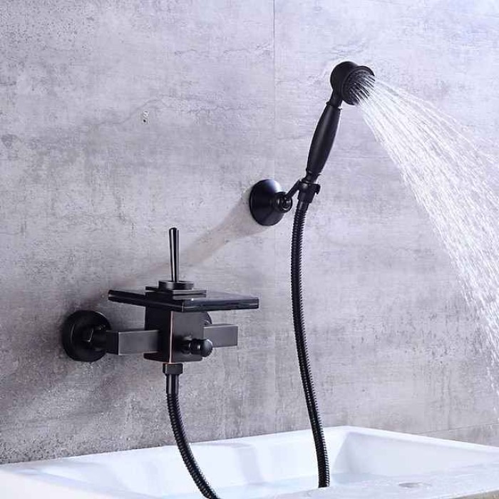 Bathtub Faucet - Modern Contemporary Electroplated Wall Installation Ceramic Valve Bath Shower Mixer Taps