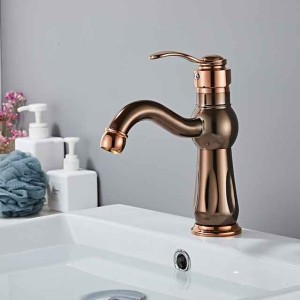 Bathroom Sink Faucet,Brass Contemporary Style Single Handle One Hole Bath Tap with Hot and Cold Switch