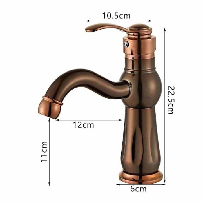 Bathroom Sink Faucet,Brass Contemporary Style Single Handle One Hole Bath Tap with Hot and Cold Switch