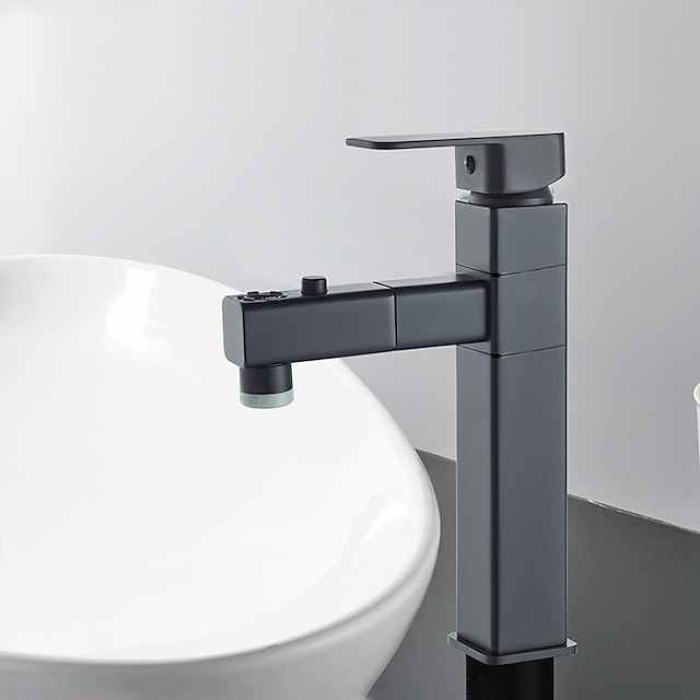 Bathroom Sink Faucet - Rotatable / Pull out / Classic Electroplated / Painted Finishes Centerset Single Handle One HoleBath Taps