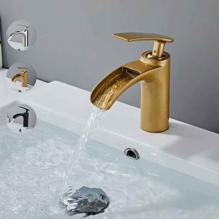 Bathroom Sink Faucet - Waterfall Electroplated Centerset Single Handle One HoleBath Taps