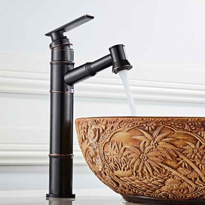 ORB Bathroom Sink Faucet,Pull out Spray Antique Brass Single Handle One Hole Bath Taps