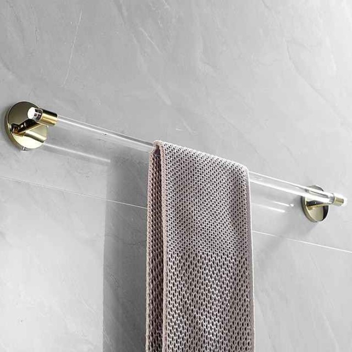 Acrylic Towel Rack 30cm-60cm Extended Wall Hanging Perforated Gold Bathroom Cool Towel Pole Light Luxury Wind Toilet Pendant