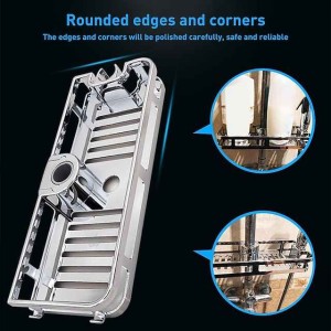 Bathroom Tray Stand Storage Rack Anti Bacteria Organizer Rectangle Lifting Rod No Drilling Shower Shelf Lifting Removable Practical Bathroom Pole Shower Storage Rack