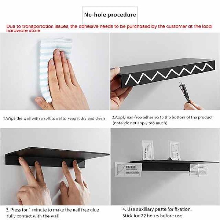 Bathroom Shelf Self-adhesive Bath Storage Rack 30-50cm Modern Space Aluminum Rust-proof Bathroom Organizer Wall Shelf (Black/White)