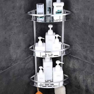 Bathroom Corner Shower Rack 2/3 Layer Space Aluminum Bathroom Shelf Accessories Set Removable Rack Bathroom Shelf organizador