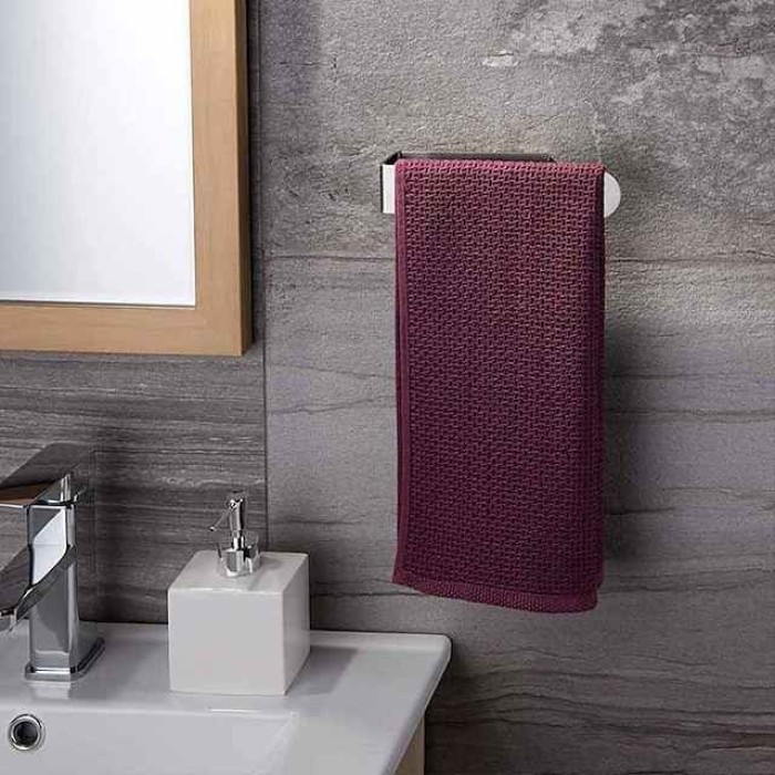 Towel Rack Self Adhesive 304 Stainless Steel Bathroom Toilet Towel Rack Kitchen Self-adhesive Towel Ring Hardware Rack