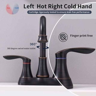 2-Handle 4-Inch Oil Rubbed Bronze Bathroom Faucet Bathroom Vanity Sink Faucets with Pop-up Drain and Supply Hoses