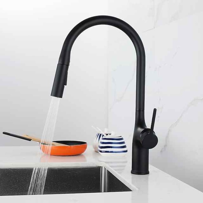 Kitchen faucet - Single Handle One Hole Electroplated / Painted Finishes Pull-out / Pull-down / Standard Spout / Tall / High Arc Centerset Modern Contemporary Kitchen Taps