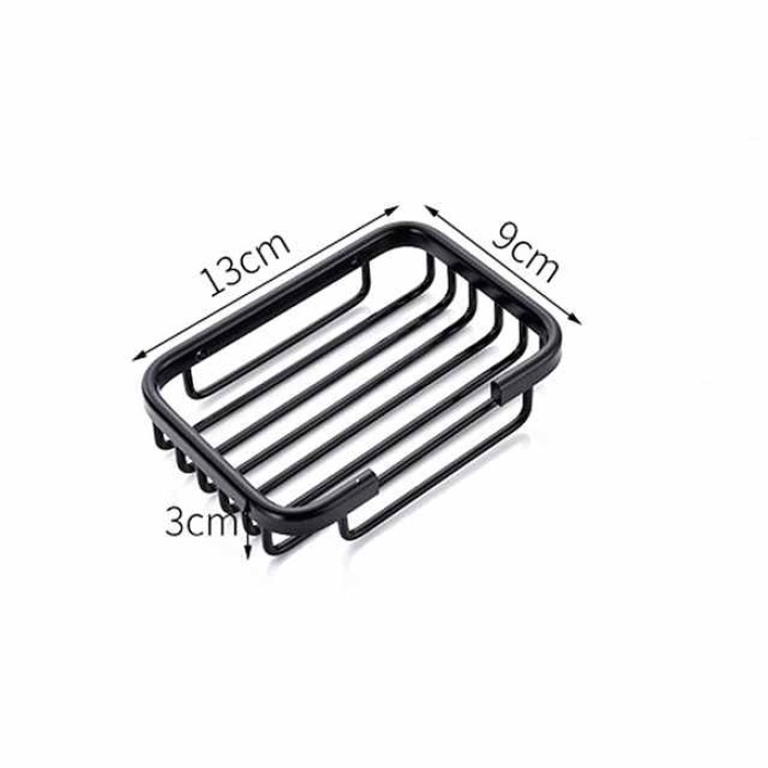 2pcs Soap Box Hole Free Space Aluminum Soap Box Soap Basket Soap Support Net Drainage Suction Cup Wall Hanging Storage Bathroom Soap Rack