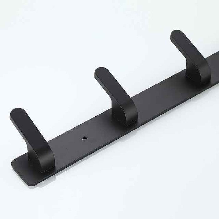 Coat Hooks Rack Wall Mounted, Heavy Duty Stainless Steel Matte Black Coat Hanger for Towel Bag Clothes Hat, 5 Hooks