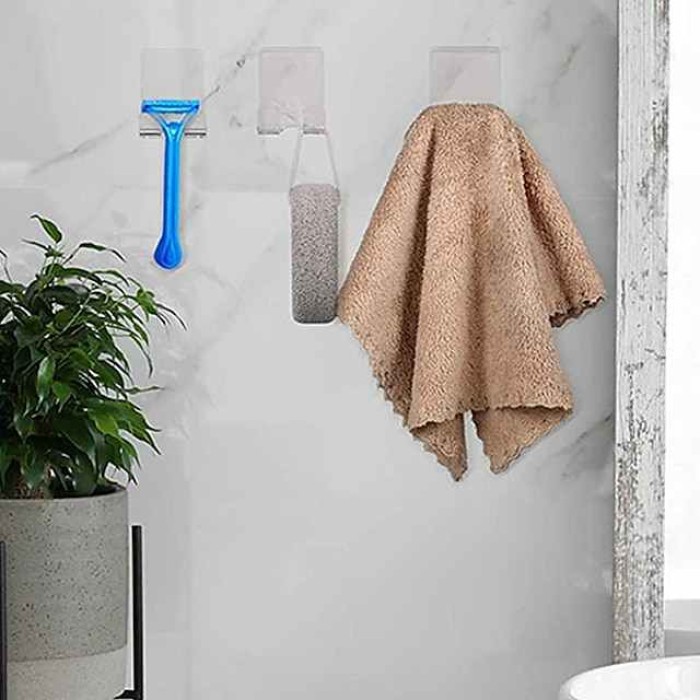 2 Pcs Self Adhesive Razor Holder Hooks Shower Hooks Suitable for Razor Bathroom Kitchen Storage Box Used for Razor Plug Towel (Transparent)