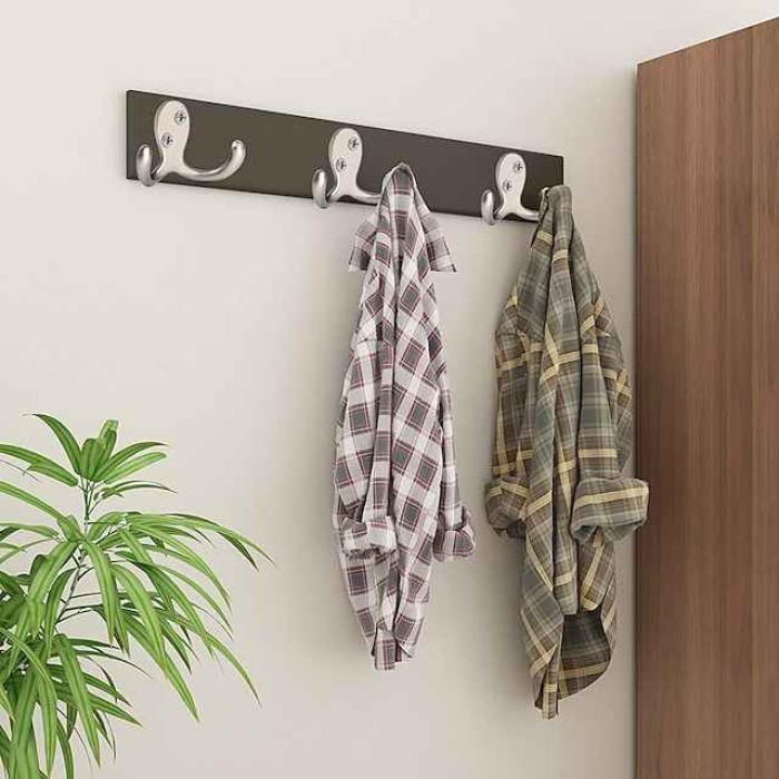 8 Pack Bigger Heavy Duty Double Prong Coat Hooks Wall Mounted with 16 Screws Retro Double Robe Hooks Utility Hooks for Coat Scarf Bag Towel Key Cap Cup Hat