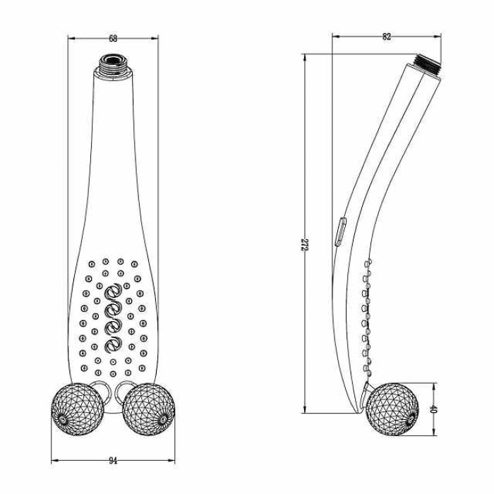 Massage Booster Shower Rain Shower Head Double Crystal Ball Massage Shower Shower Shower Head