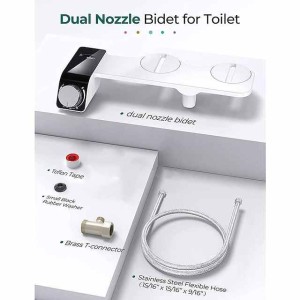 Bidet Attachment for Toilet - Self Cleaning Dual Nozzle, Non-Electric Bidet, Warm Fresh Water Bidet Sprayer With Pressure Controls