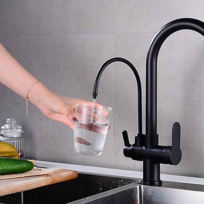 Kitchen faucet - Two Handles One Hole Electroplated / Painted Finishes Pull-out / Pull-down / Tall / High Arc / Purified water Centerset Modern Contemporary Kitchen Taps