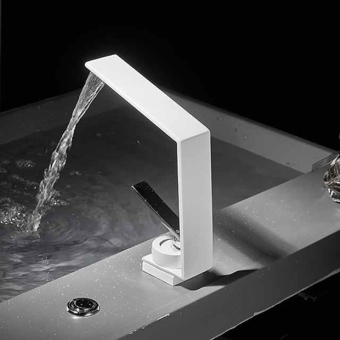 Bathroom Sink Faucet - Waterfall Electroplated / Painted Finishes Centerset Single Handle One HoleBath Taps