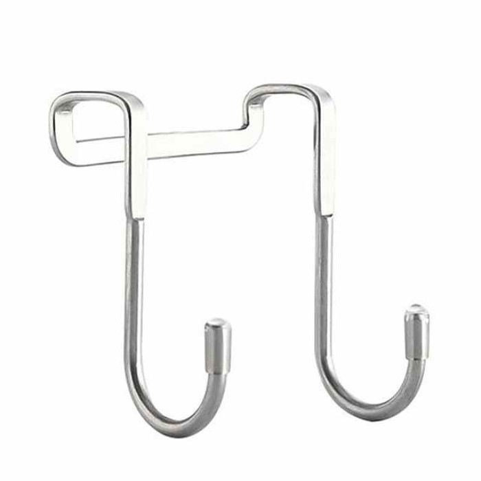 3pcs Stainless Steel Hook Free Punching Double S-Shape Hook Kitchen Bathroom Cabinet Door Back Type Coat Towel Storage Hanger