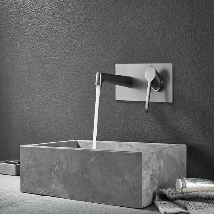 Bathroom Sink Faucet - Wall Mount Chrome / Electroplated / Painted Finishes Mount Inside Wall mountedBath Taps