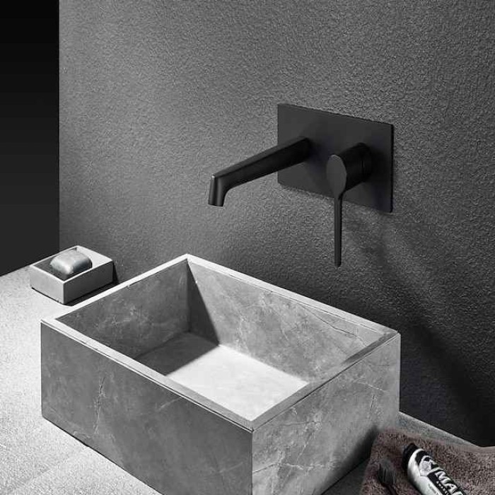 Bathroom Sink Faucet - Wall Mount Chrome / Electroplated / Painted Finishes Mount Inside Wall mountedBath Taps