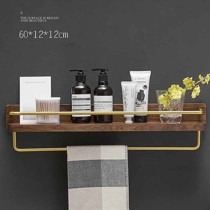 Black Walnut Bathroom Rack Free Punching Wall Hanging Storage Rack Toilet Toilet Vanity Makeup Rack